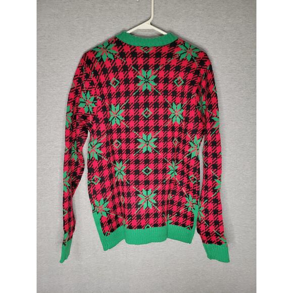 NWT Ugly Christmas Sweater Cat Santa Hat Drink Cup Holder Knit Sweater Medium - Picture 2 of 9